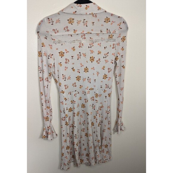 Free People Dress Good Days Floral Long Bell Sleeve Mini In Cream XS - Picture 4 of 13